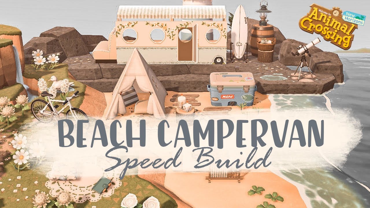 Beach Side Campervan & Beach Decorating Speed Build // Animal Crossing New Horizons