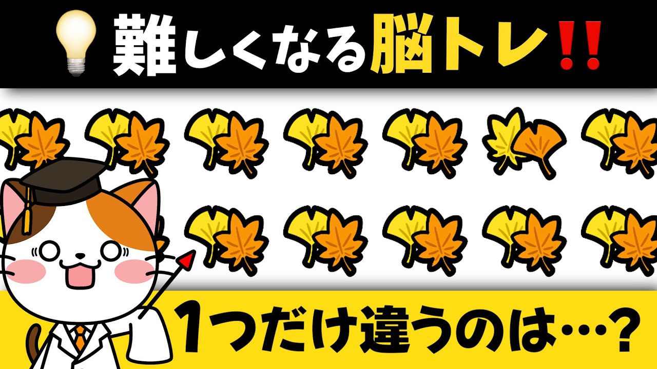 6問正解できたらスゴイ❗️後半は難問⁉️違いを探す脳トレで頭の体操💡【秋の足音編】