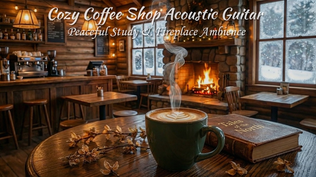 Gentle Acoustic Cafe Vibes | Peaceful Guitar for Study, Focus, Coffee & Fireplace Ambience
