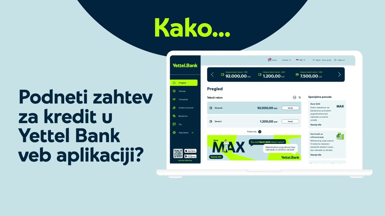 Kako podneti zahtev za kredit u Yettel Bank veb aplikaciji