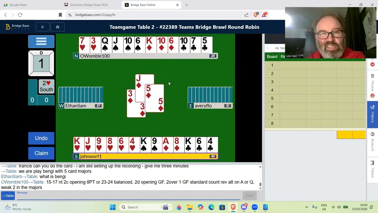 Турнир Bridge Brawl по круговой системе, матч 6 против Bridge Overlord — 15 марта 2026 года.