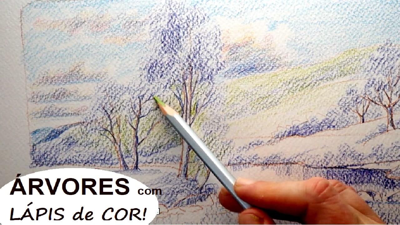O SEGREDO de PINTAR ÁRVORES! COMO DESENHAR ÁRVORES BONITAS com LÁPIS de COR!