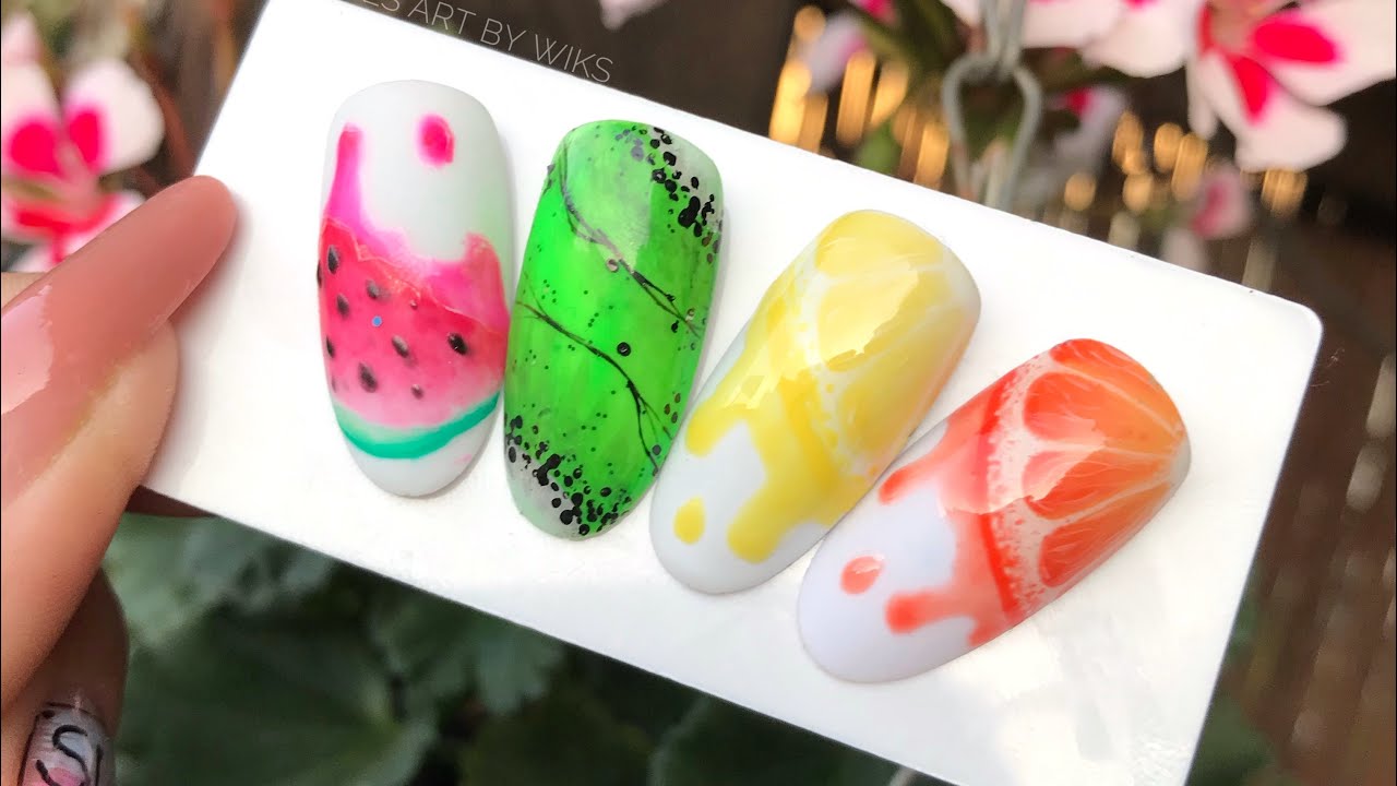 Owoce Na Paznokciach Malowane Krok Po Kroku| Cytryna, Kiwi, Liczi | Nails art by Wiks
