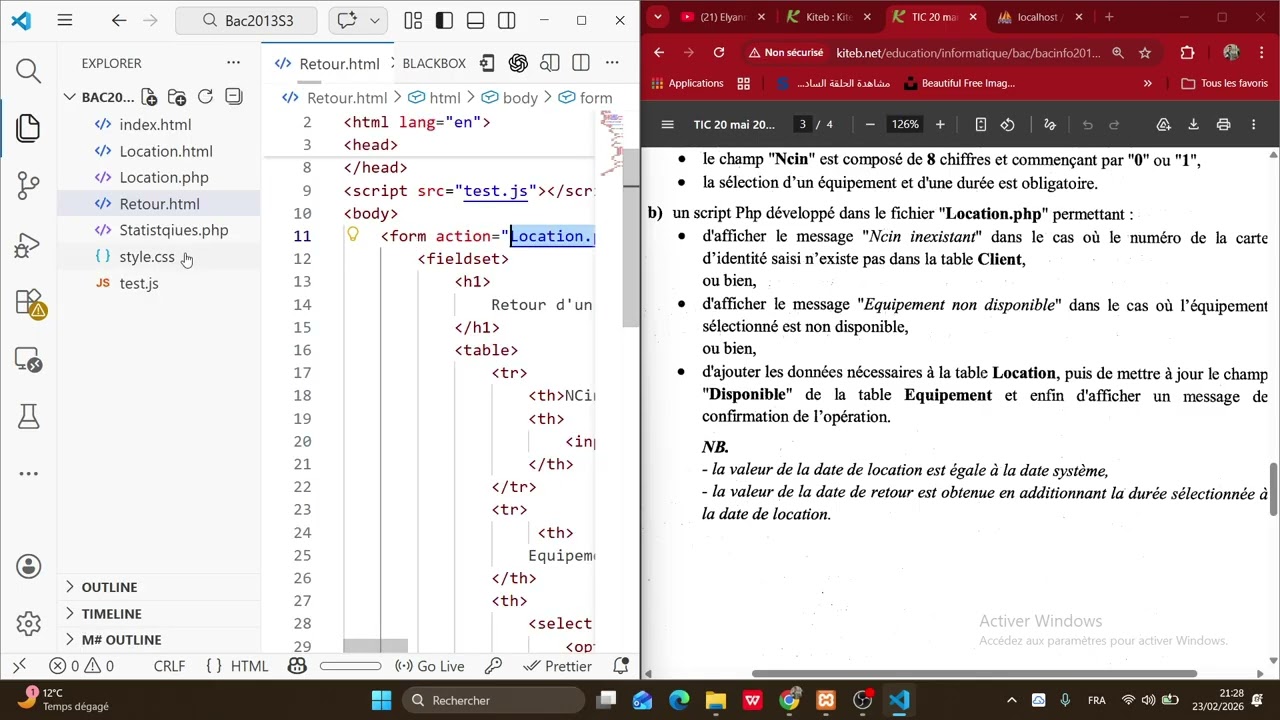 Correction Bac 2013 S3 Php / Html