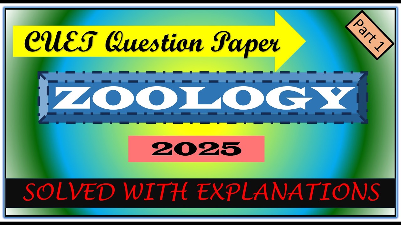 CUET PG zoology 2025 Question Paper Solved with Explanation Part 1