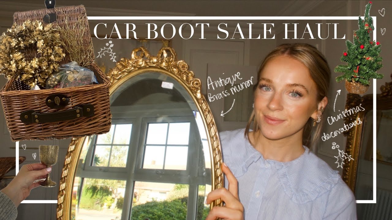 CAR BOOT SALE HAUL - £200 CHRISTMAS TREE FOR 33p 🎄| Brass Antique Mirror, Picnic basket and Decor