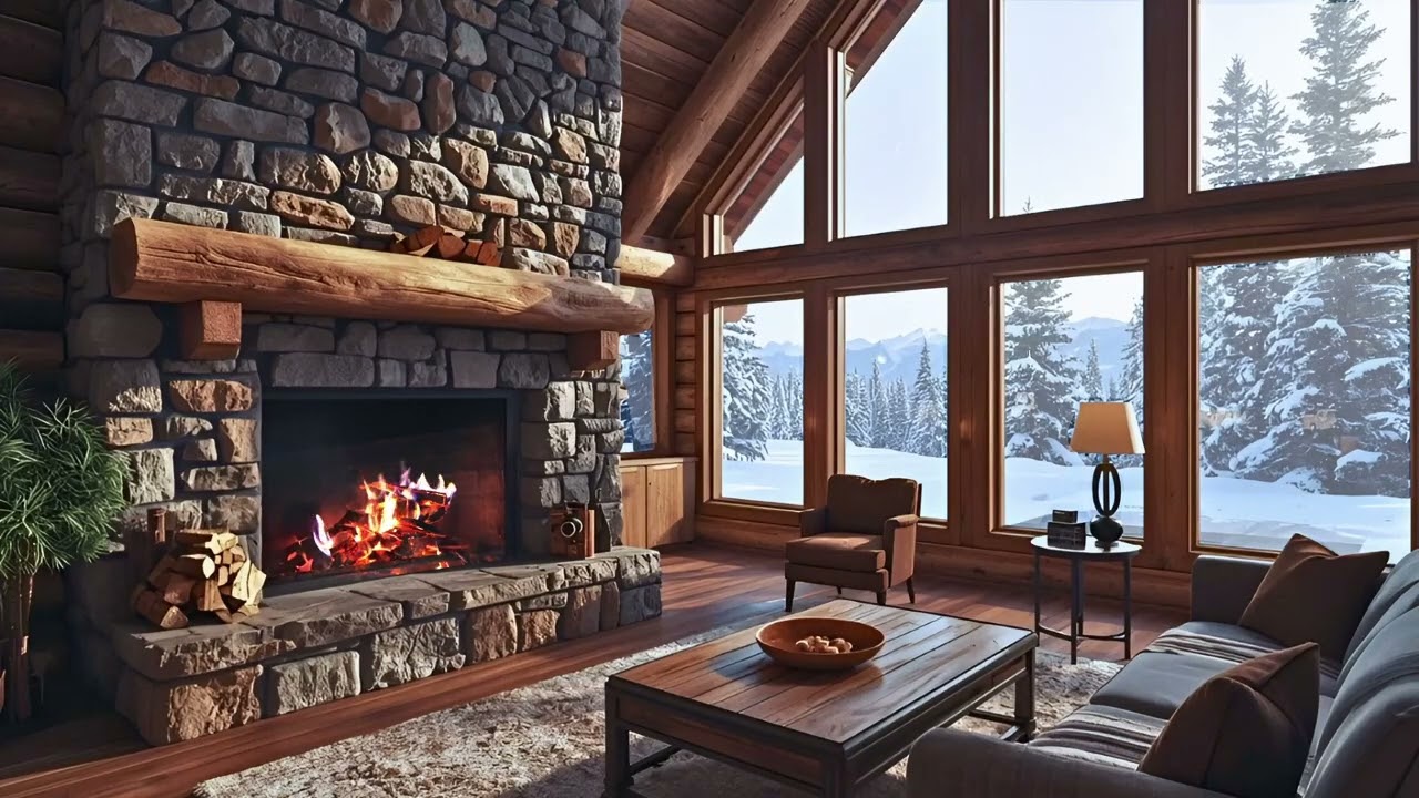 A Snowy Morning by the Fire | Blizzard Outside