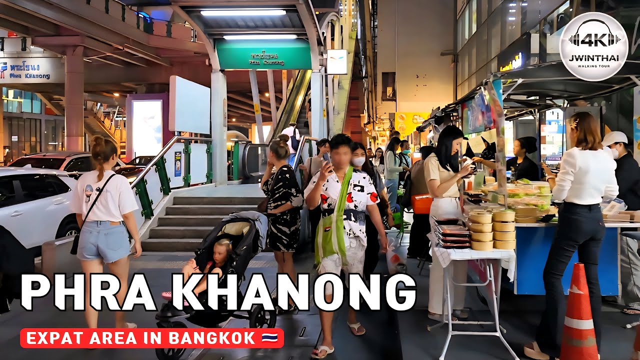 [4K] Evening Walk in Phra Khanong Bangkok (Expat Area) 🇹🇭 Walking Tour