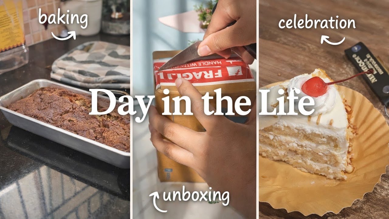 a random day in my life | baking banana bread, unboxing & family celebration