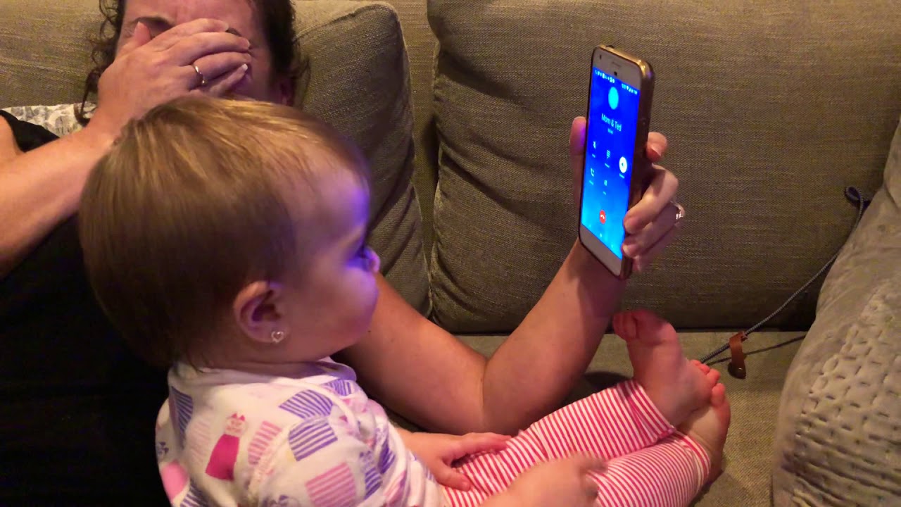 1-year-old Sadie Jae has a conversation on the phone with grandma