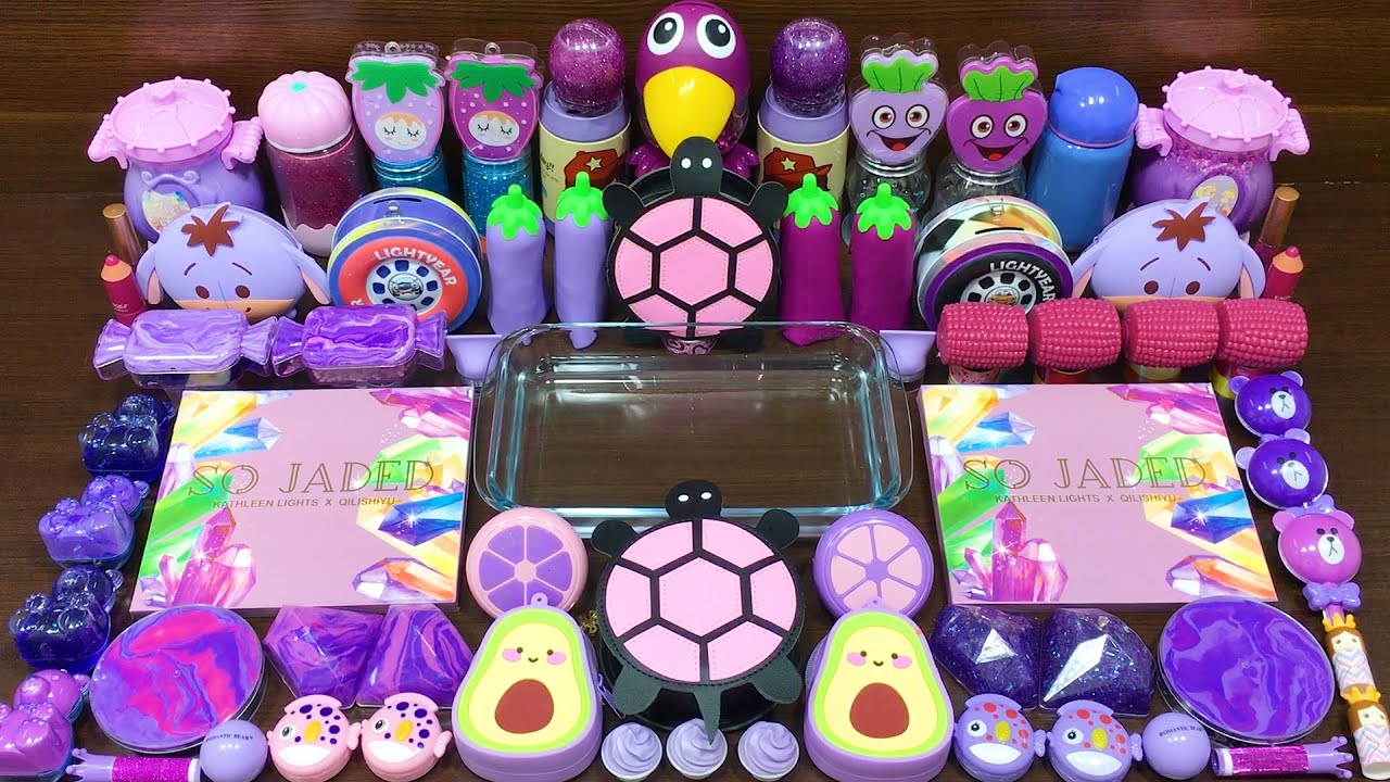 Series Purple Slime! Mixing Random Things into CLEAR Slime! Satisfying Slime Videos #708