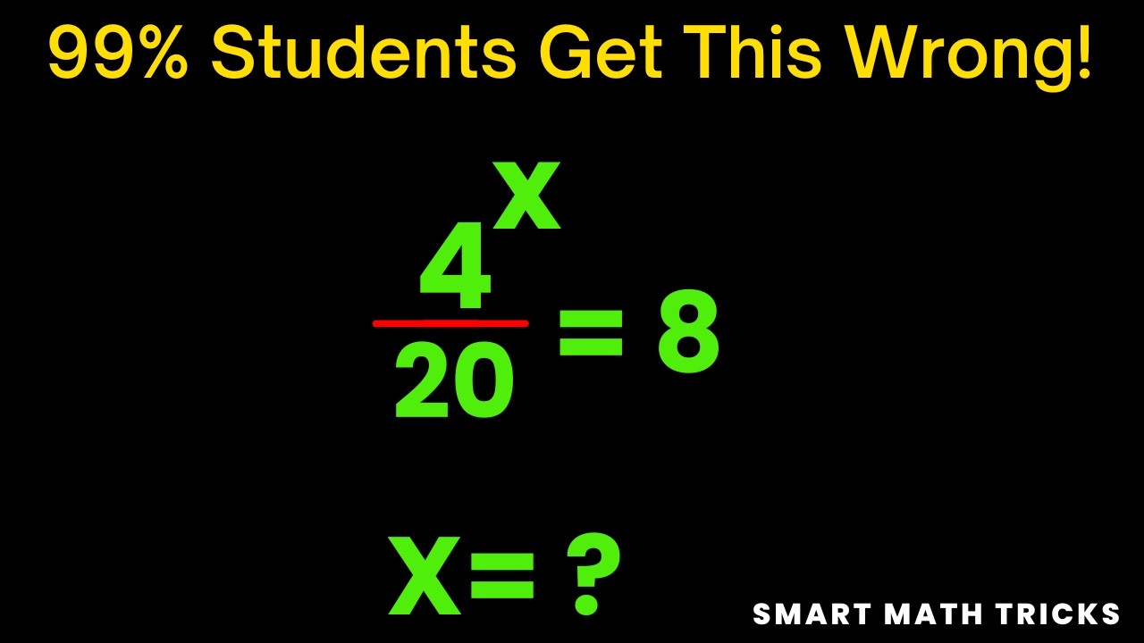 (4^x)/20 = 8 🤯 Find X in 10 Seconds! | Japan Olympiad Math Trick