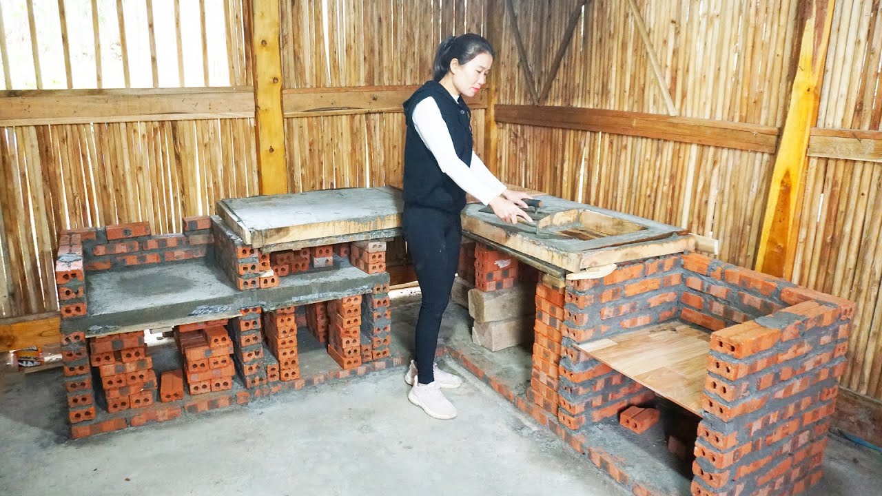 Rebuild the new stove, bigger and more beautiful - How to build brick stove kitchen
