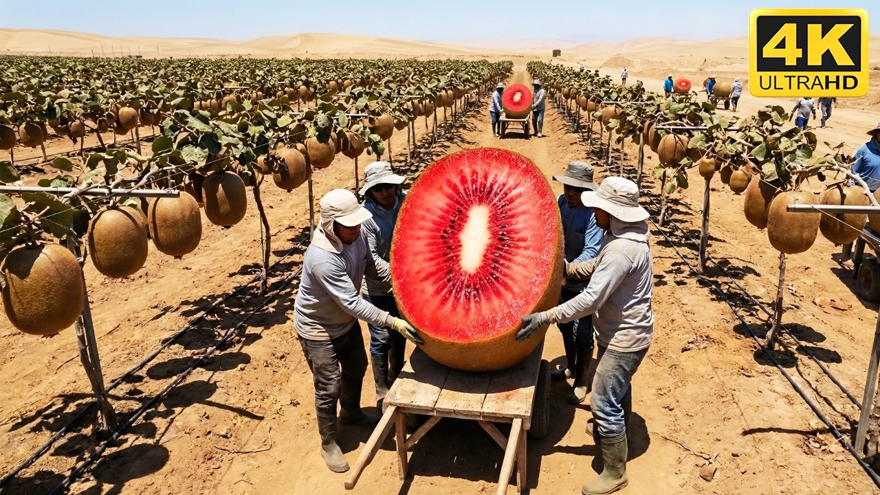 Close up Of A New Red Fleshed Kiwi Variety Widely Grown In The Sahara Desert – Stunning View