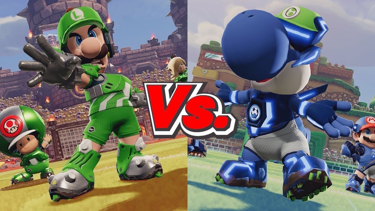 Mario Strikers Battle League - Luigi (Warriors) Vs. Yoshi (Crowns)