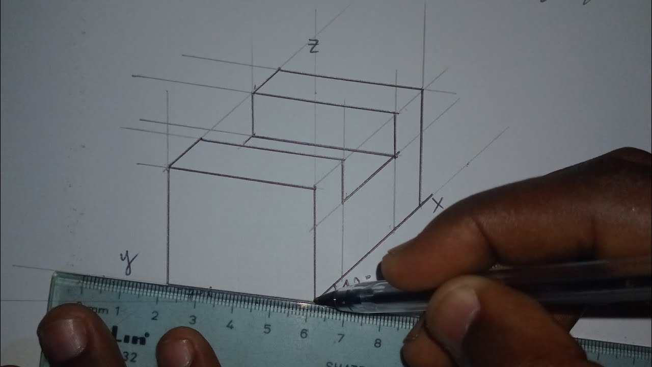 Como representar figura tridimensional em perspetiva axonométrica dimétrica 📏📐