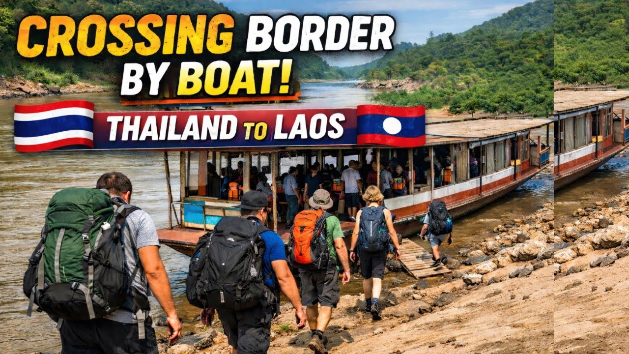 Crossing an International Border by Boat 😍 From Thailand to Laos @GillOnWheels 