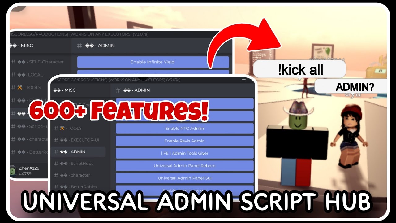 [ NEW ] Universal Admin Script Hub - ROBLOX SCRIPTS - Over 600+ Features in ONE Script