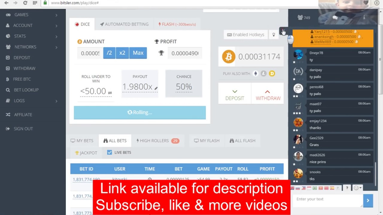 30 Биткоинов за месяц, реально не обман!!Bitsler Bot Script Bot Software Working 100% 2017  proof