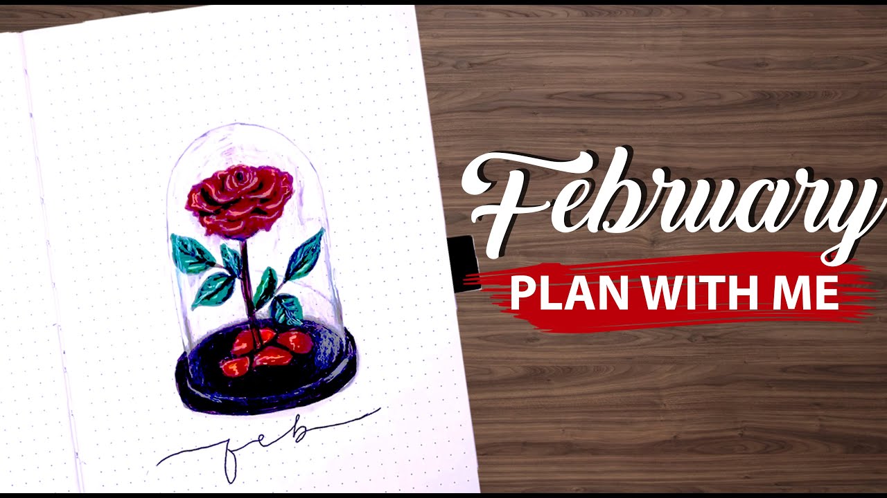 PLAN WITH ME February 2020 Bullet Journal Set Up | Rose Theme