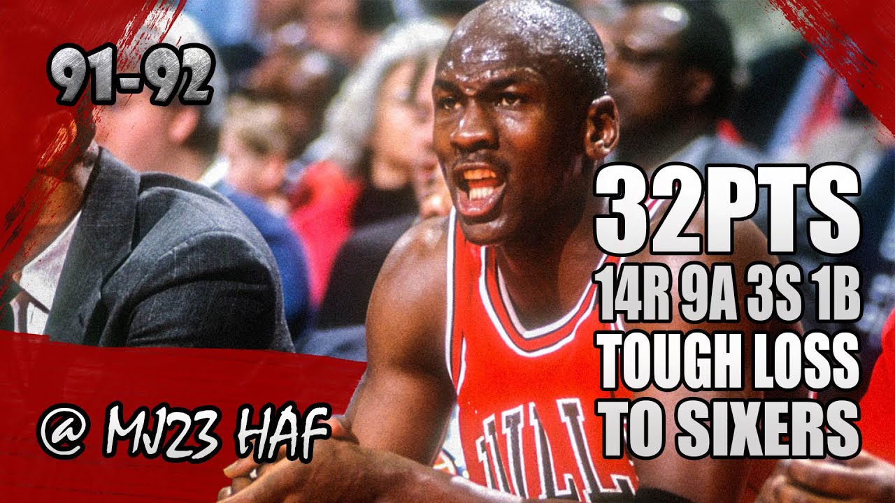Michael Jordan Highlights vs 76ers (1991.12.07) - 32pts, Tough Loss!