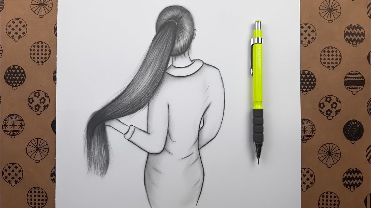 Kolay Çizimler Uzun Saçlı Kız Resmi Nasıl Çizilir - Easy Drawings How to Draw a Girl with Long Hair