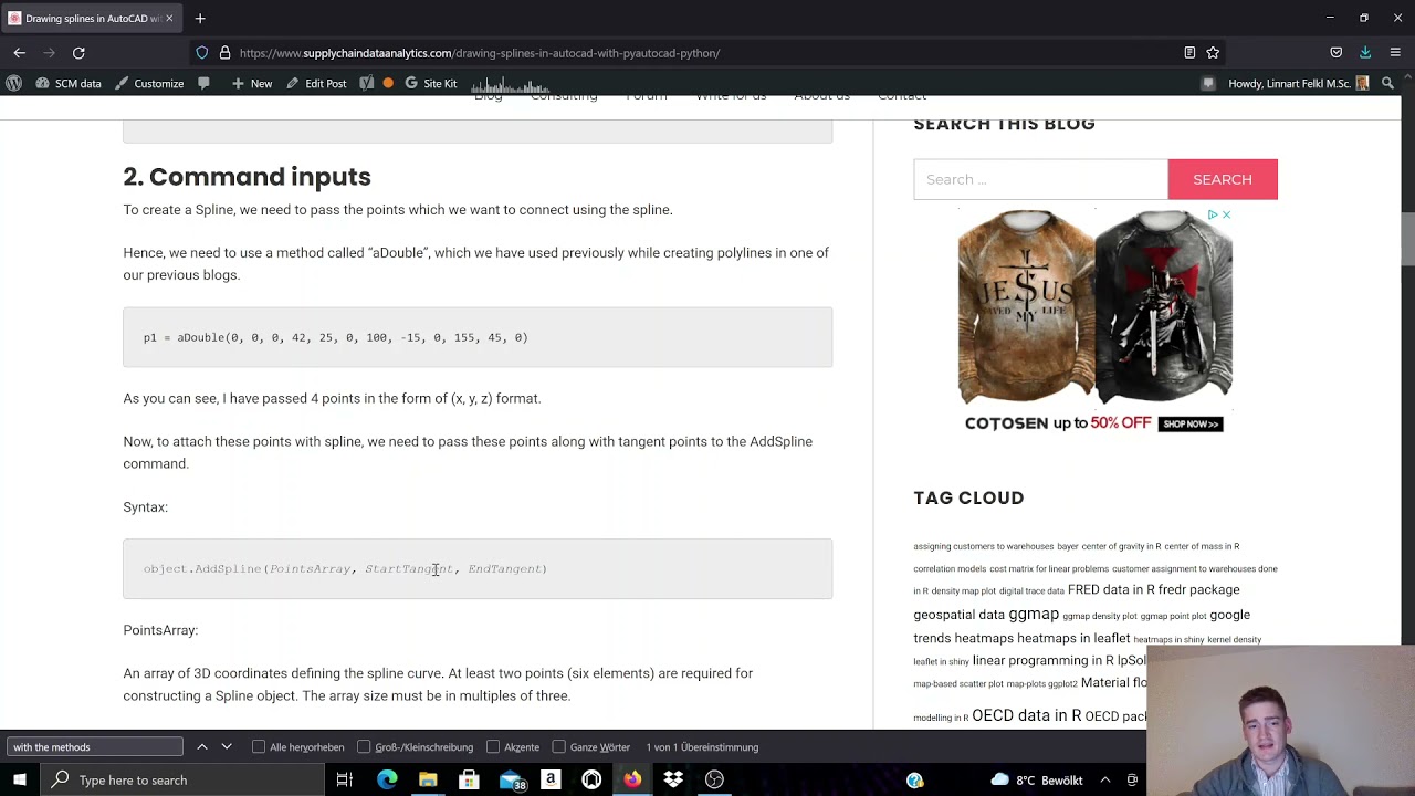 Splines with pyautocad, Python for AutoCAD