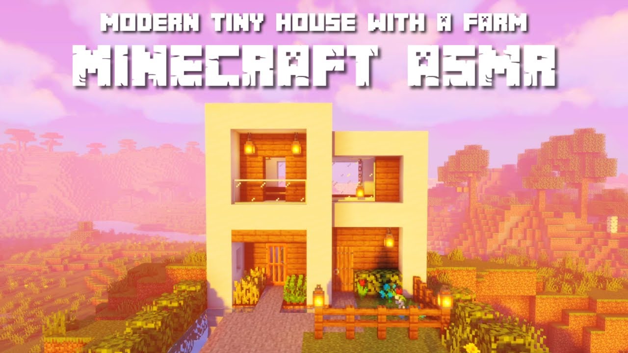 Minecraft ASMR 🏡 Building a Modern Tiny House with a Farm 🌾 Close Up, Tingly Whispers