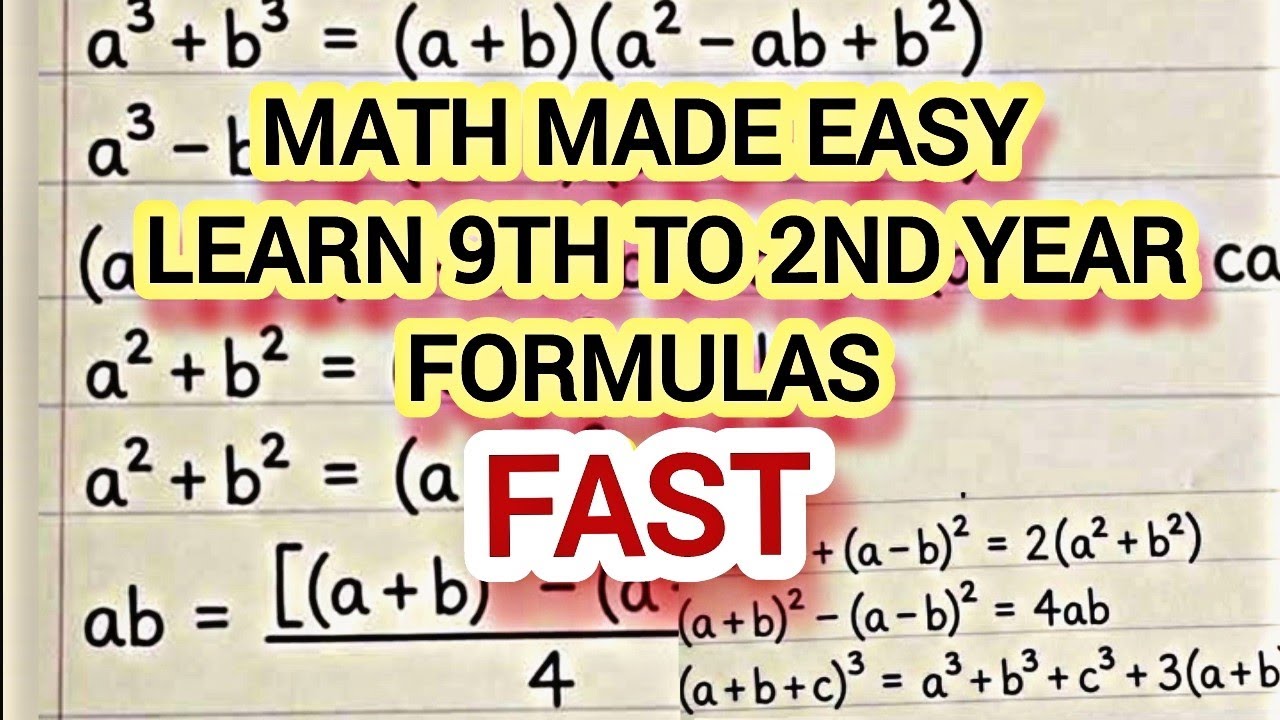 تمام الجبرا فارمولے | Class 9, 10 & HSSC | Easy & Fast Learning”
