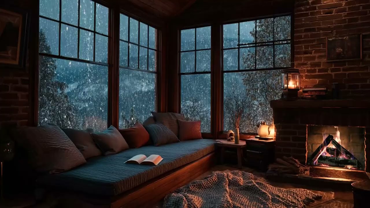 🌙 Soft Night Rain & Gentle Piano in a Cozy Cabin | Deep Sleep Sounds for Calm & Relaxation