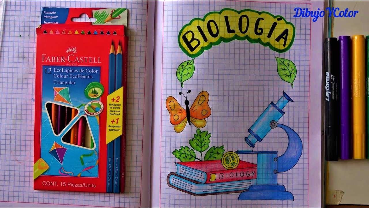 Como dibujar una CARÁTULA de BIOLOGÍA paso a paso / PORTADA/ TÍTULOS