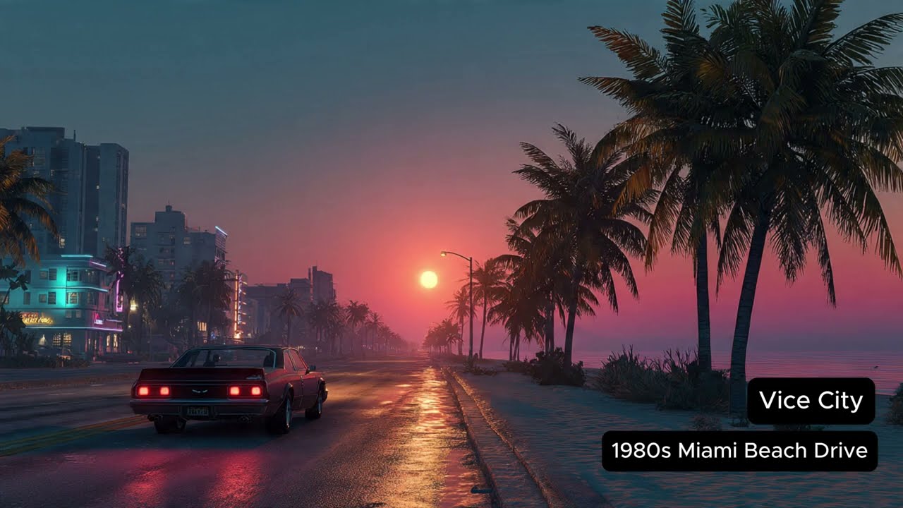 Vice City Vibes | 1980s Miami Beach Drive