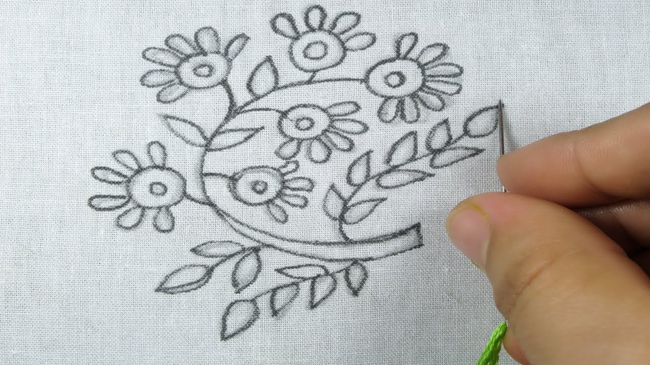 new floral modern hand embroidery design by rose world