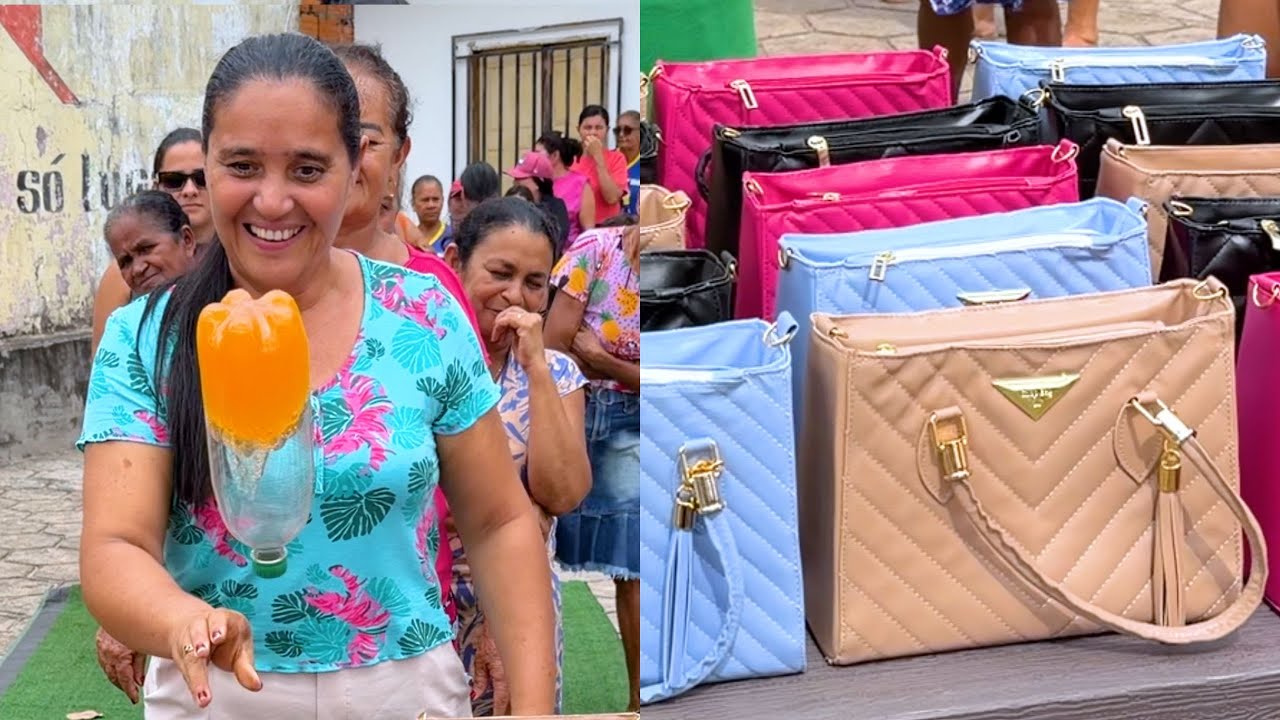 Brincadeira das Mulheres: Acerte a garrafa e ganhe bolsas!