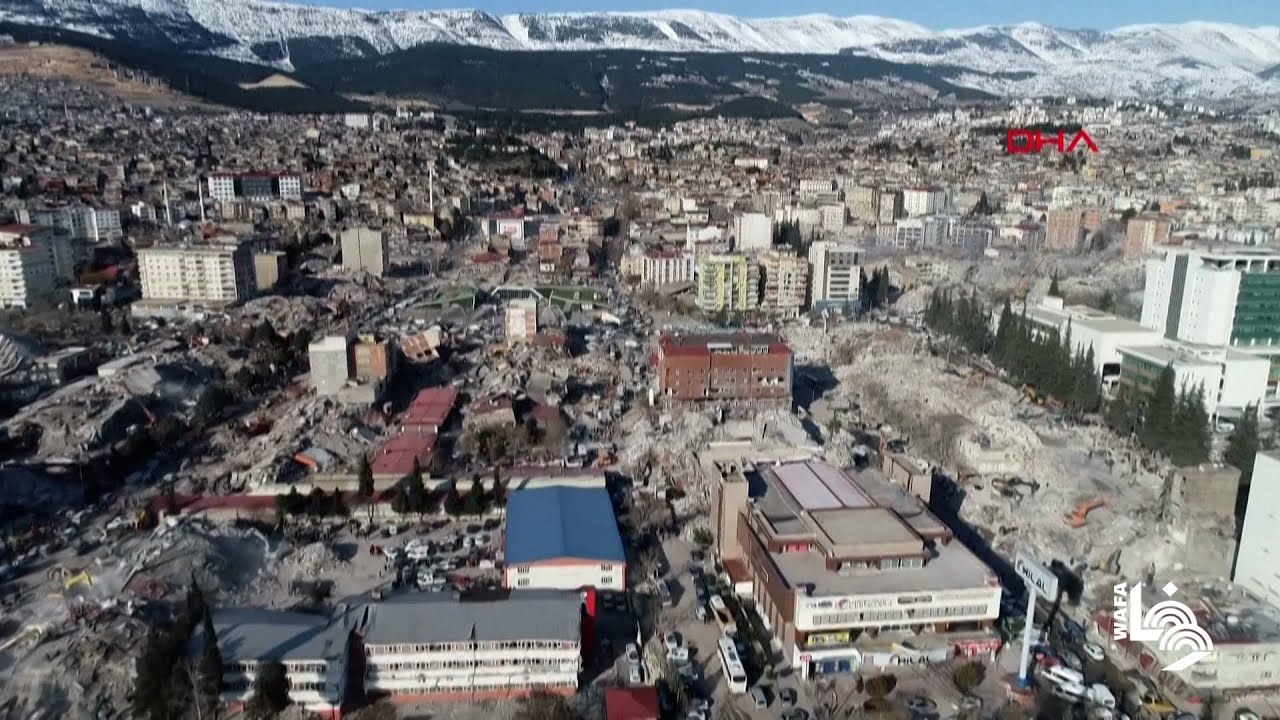 صور جوية لدمار كبير في مدينة كهرمان مرعش إحدى أكثر المناطق تضرراً من الزلزال في جنوب شرق تركيا