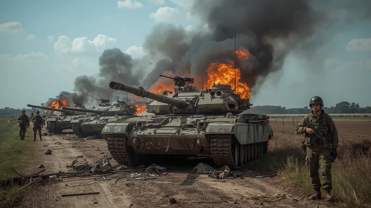 Ukrainian LEOPARD 2A6 Tank Convoy Trapped — Russian Tanks Immediately Open Fire