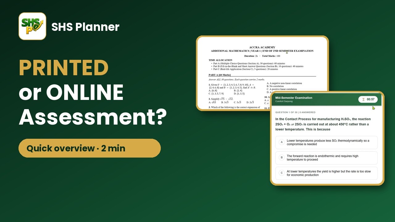 How to Generate Printed or Online Assessment? Quick Overview | SHS Planner