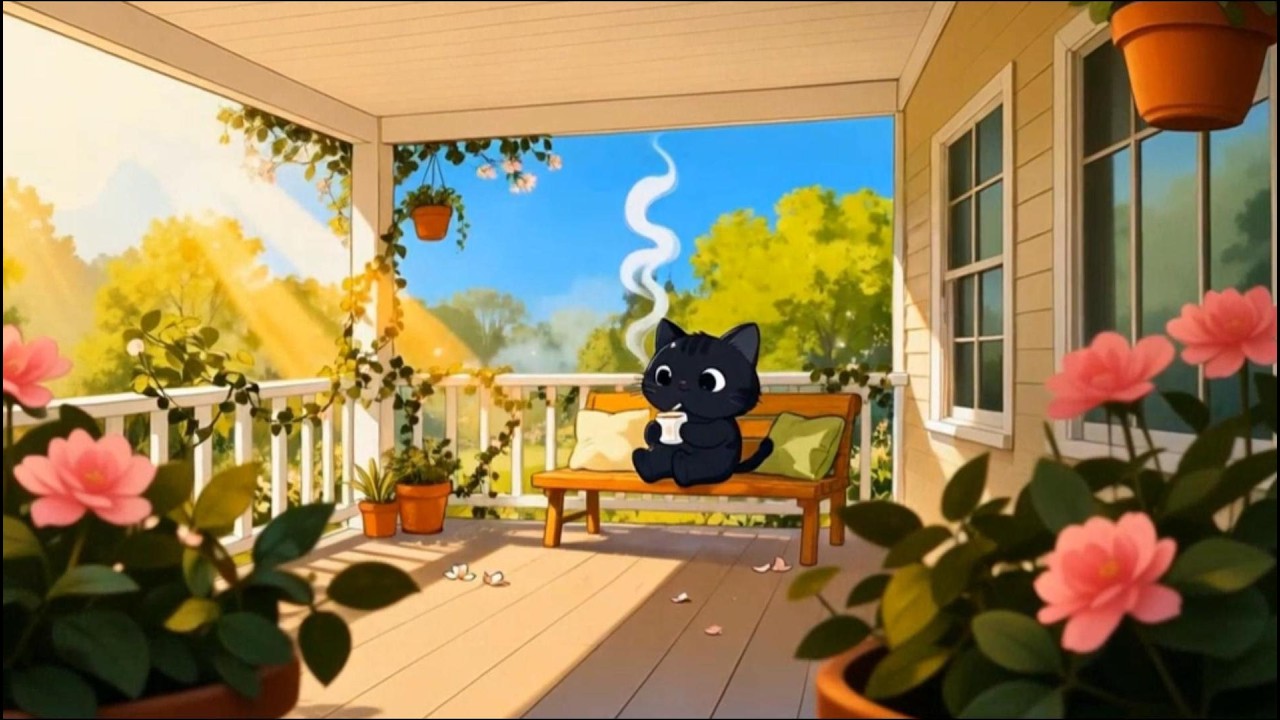 Let the gentle breeze and falling petals bring you peace. 🌿📚 Cozy Morning Lo-fi Jazz for Study,Focus