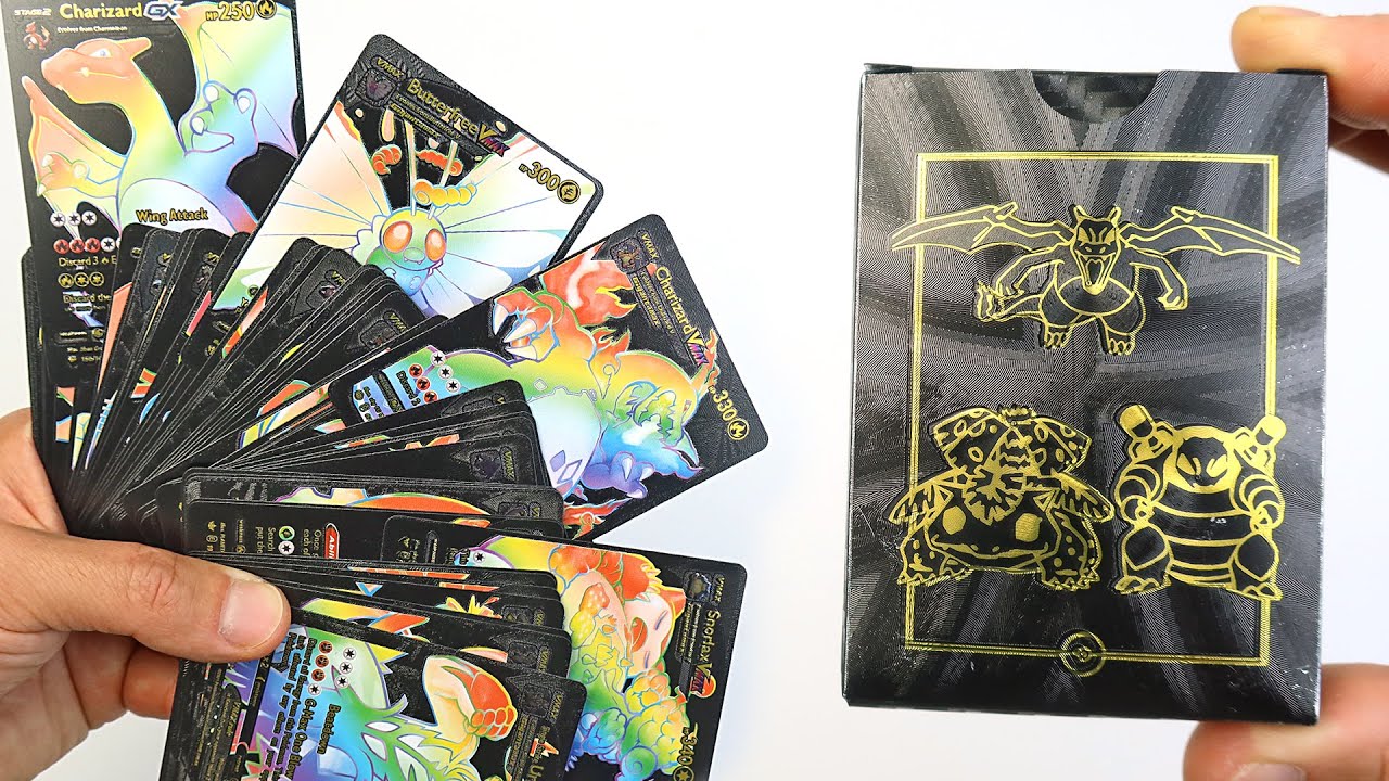 Black Rainbow Pokemon Cards Unboxing - Rare Pokemon Cards from Aliexpress