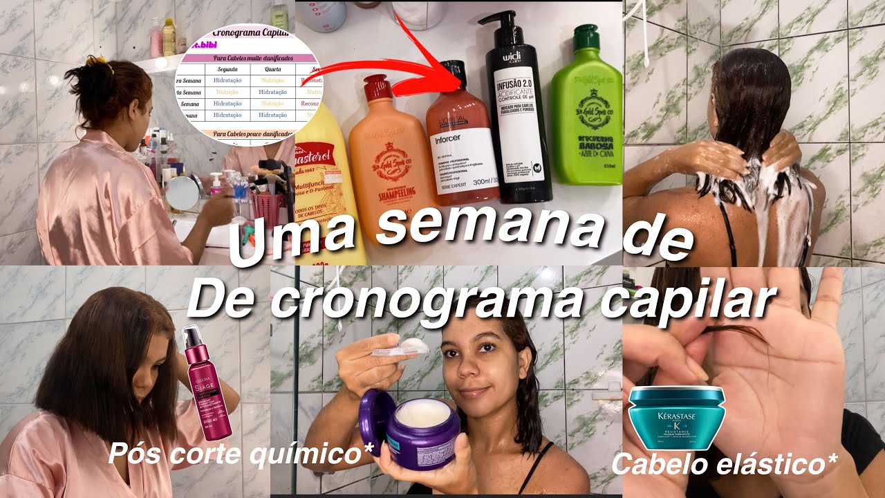 Uma semana de cronograma capilar para cabelo muito danificados 🙌🏻💗✨