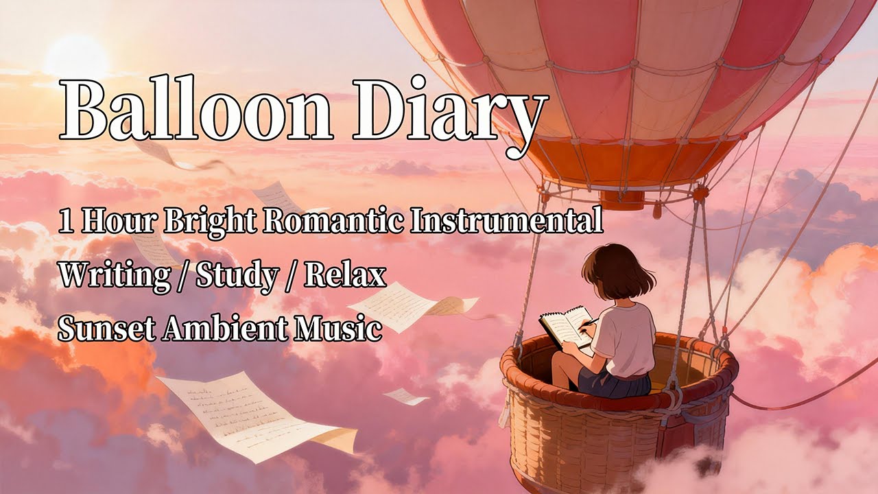 Balloon Diary .1 Hour Bright Romantic Instrumental · Writing - Study - Relax · Sunset Ambient Music