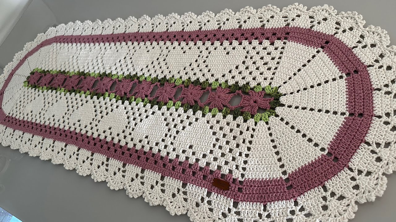 Passadeira de crochê Oval Bia, aula passo a passo completa