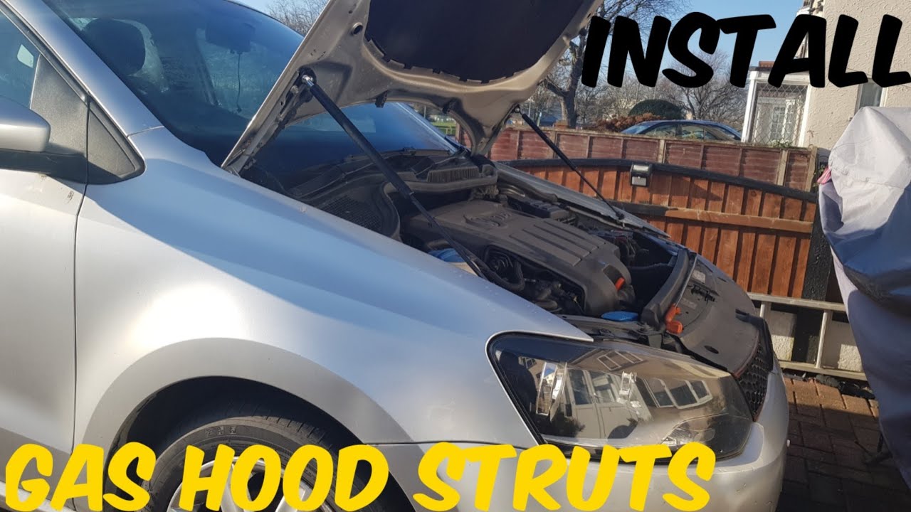 Как установить стойки капота VW Polo 6r/6c