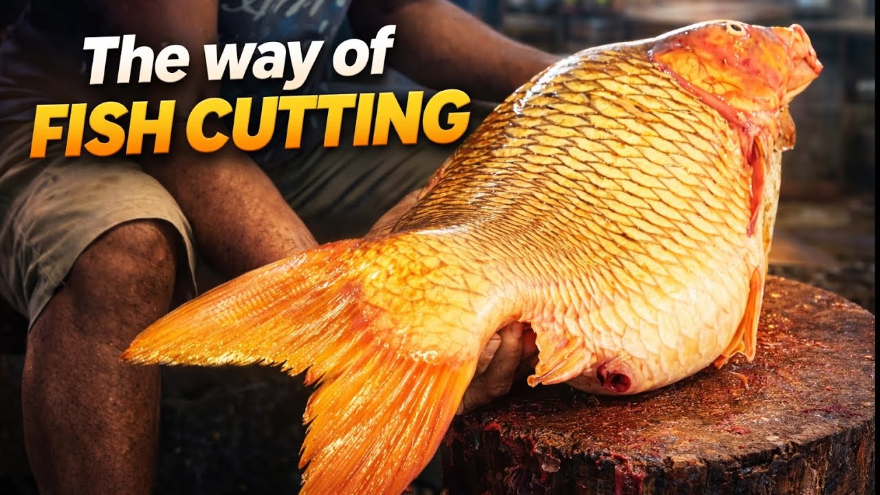 How to Cut a Huge Carp Fish Like a Pro | Master Fish Cutting — Huge Carp Fish Preparation