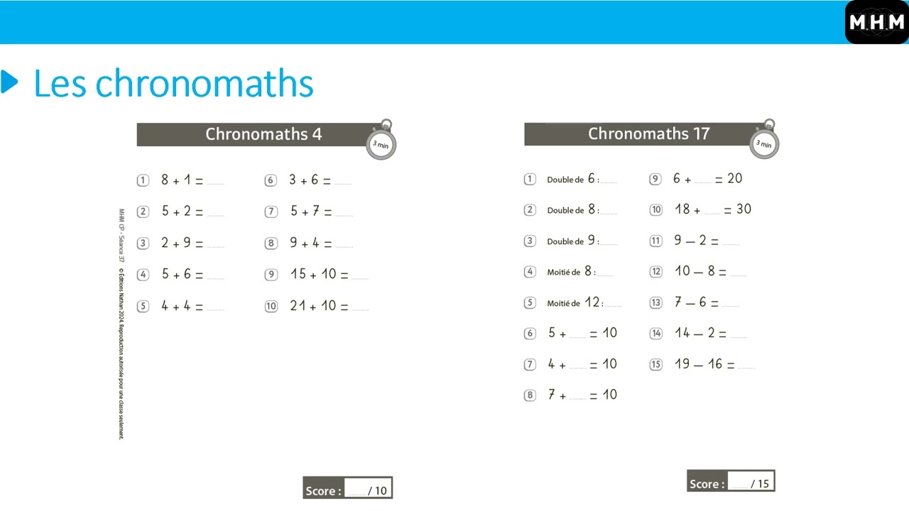 Le calcul mental #MHM CP