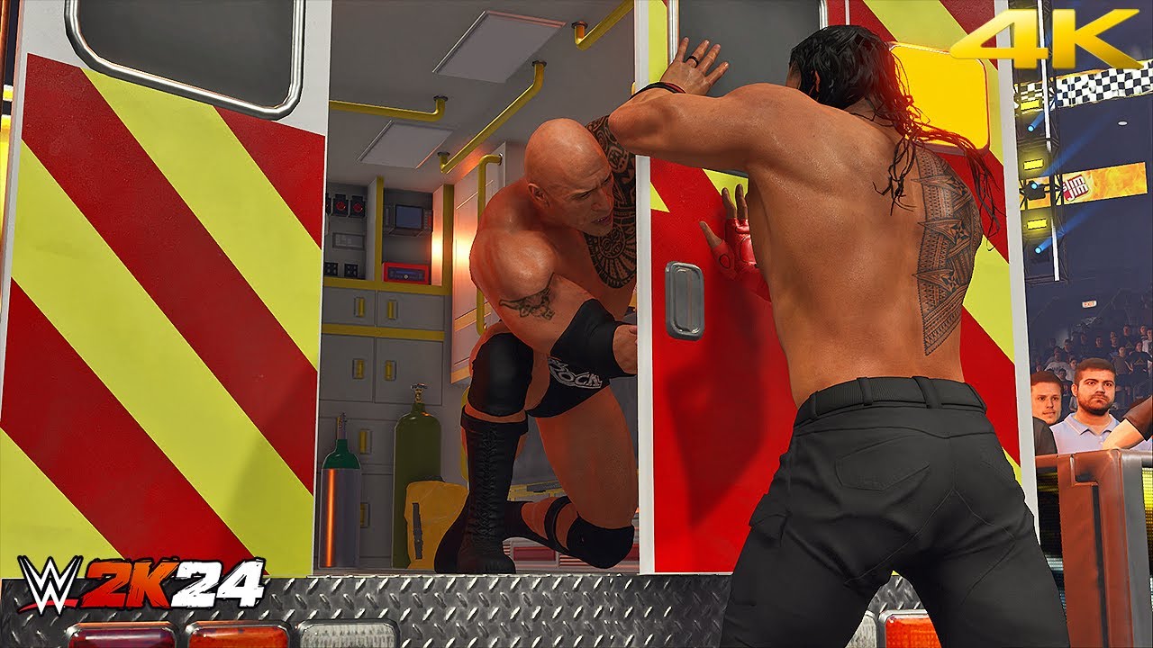 WWE 2K24 - The Rock vs. Roman Reigns - Ambulance Match | PC [4K60]