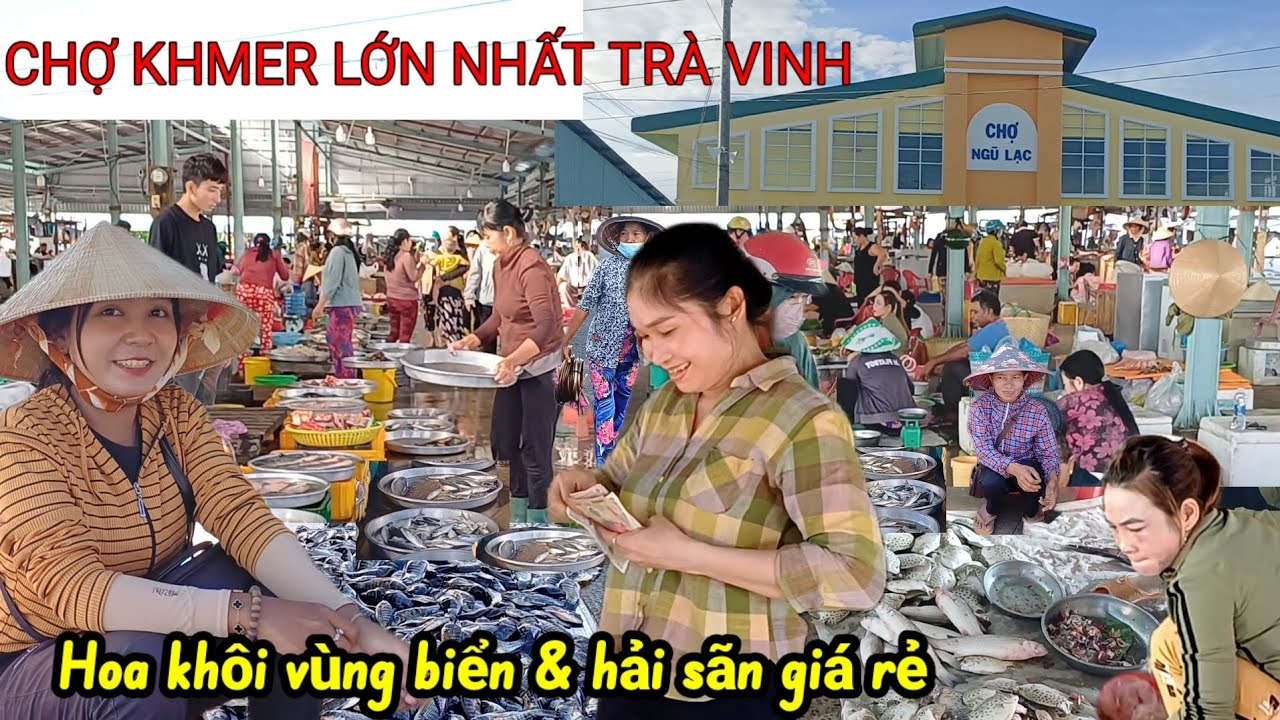 Tràn lan hải sản giá rẻ Chợ Ngũ Lạc - Duyên Hải Trà Vinh - Lột Xác hoàn toàn mới 