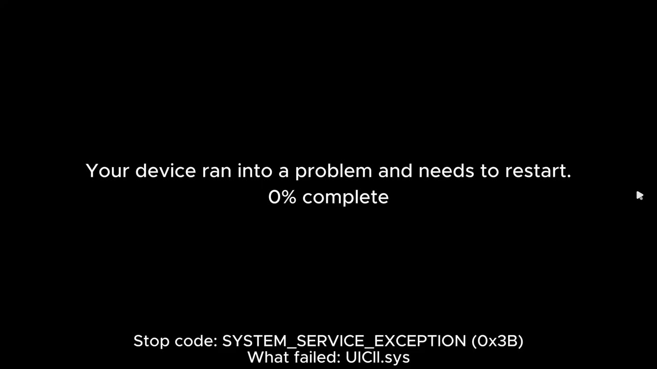 Your device ran into a problem and needs to restart.