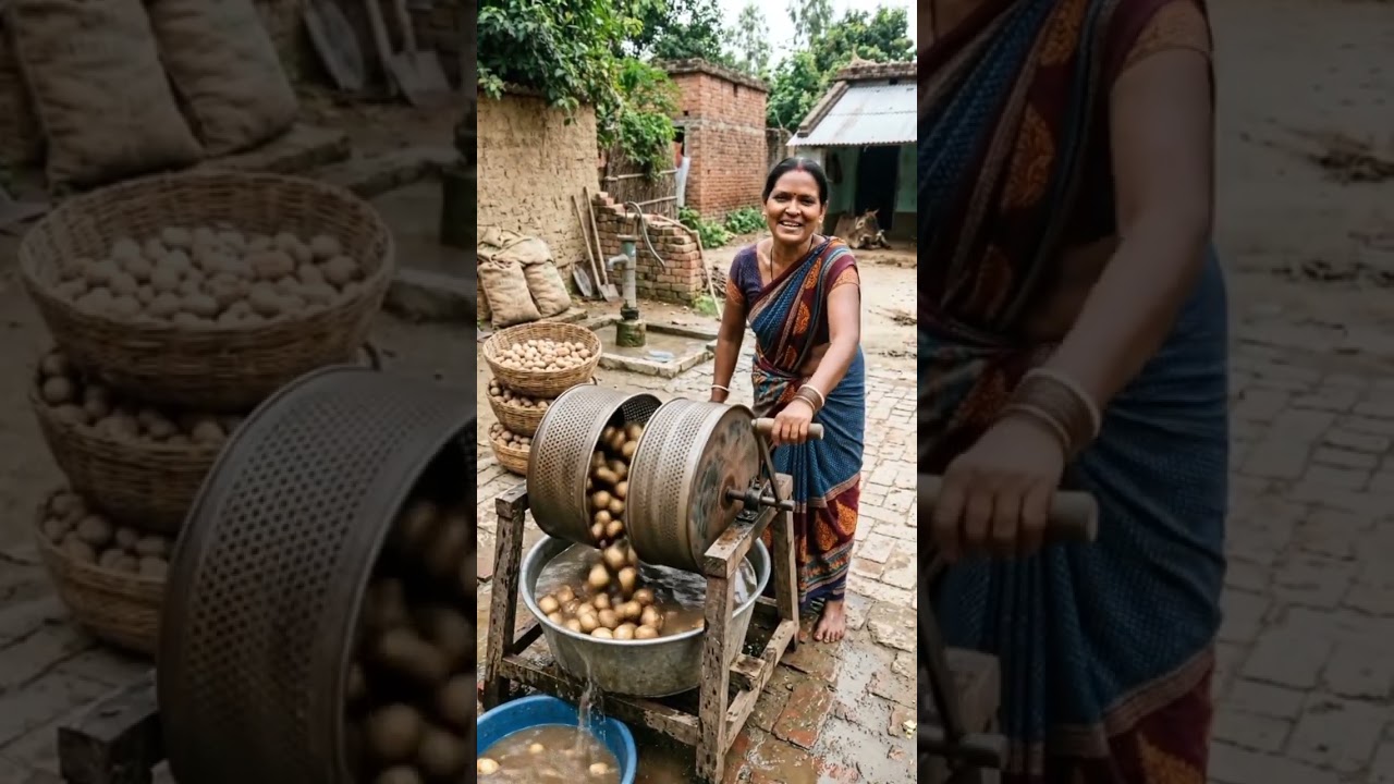 💥 देसी जुगाड़ से बना दी आलू धोने की मशीन | कम मेहनत में बड़ा कमाल! 😲🥔#trending #desijugaad#ytshorts