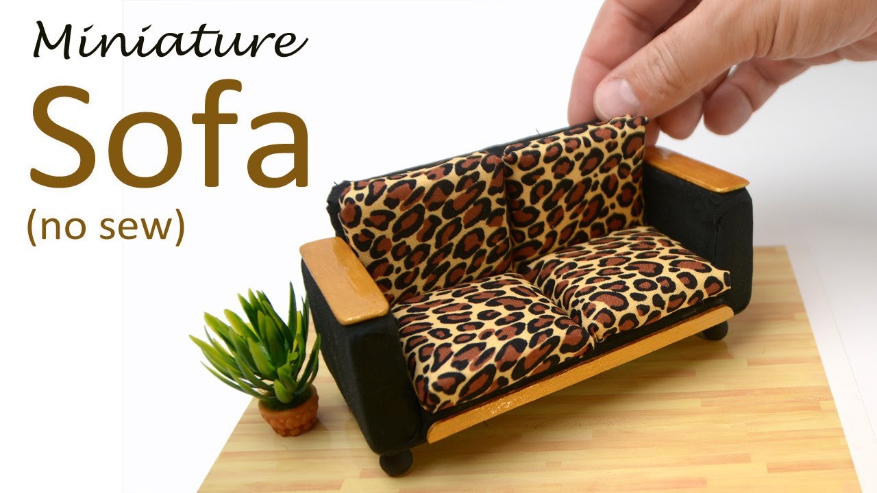 Miniature sofa for a dollhouse - Easy DIY. How to make a miniature dollhouse couch.